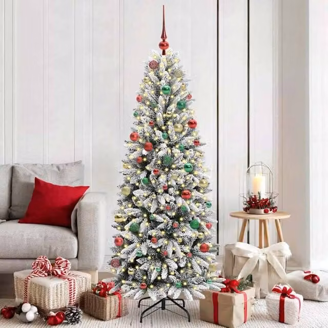 Berkfield Home Green Artificial Christmas Tree with 300 White LEDs, W/D/H: 73 x 73 x 180 cm – 1