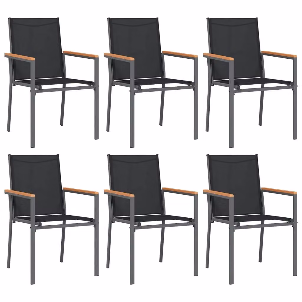 Berkfield Home 7 Piece Modern Garden Dining Set in Black Textilene and Steel – 3