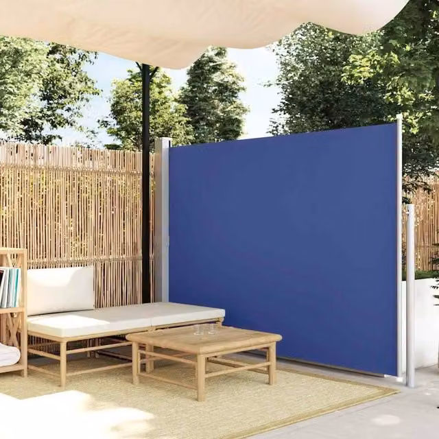 Berkfield Home Blue Retractable Side Awning with Steel Frame and Polyester Fabric, W/H: 300 x 170 cm