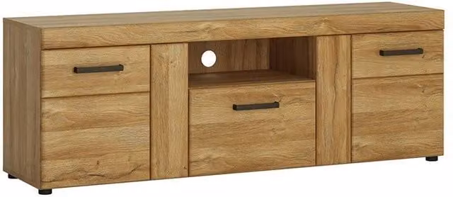 Furniture To Go Cortina Tall TV Cabinet in Brown with 2 Doors and 1 Drawer