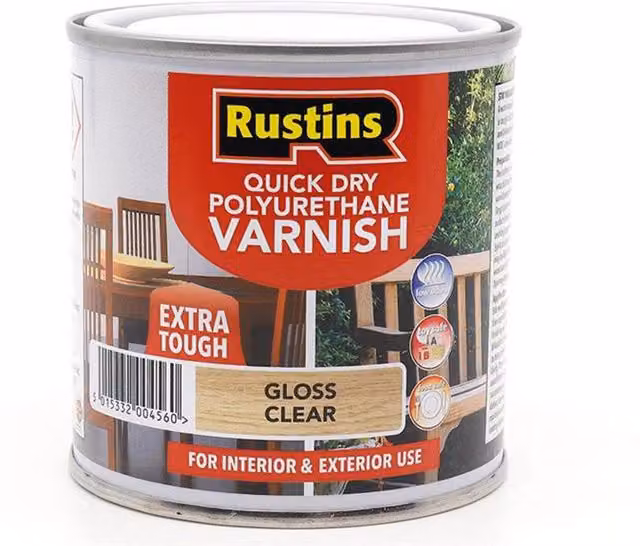 Rustins Quick Dry Polyurethane Wood Varnish, 1 l, Gloss, Clear White