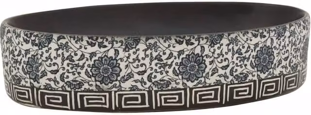 Berkfield Home Oval Ceramic Countertop Basin in Black and Blue, W: 56.5 cm, D: 36.5 cm, H: 13.5 cm