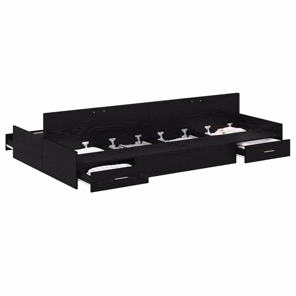 Berkfield Home Storage Bed Frame in Black Oak, W/D/H: 120 x 190 cm, Engineered Wood – 3