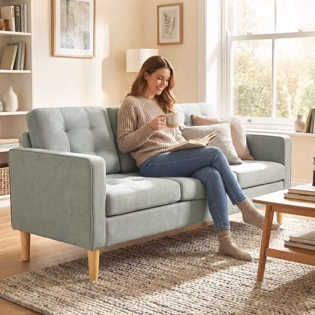 HOMCOM Modern 3 Seater Fabric Sofa in Grey with Hidden Storage and Rubberwood Legs