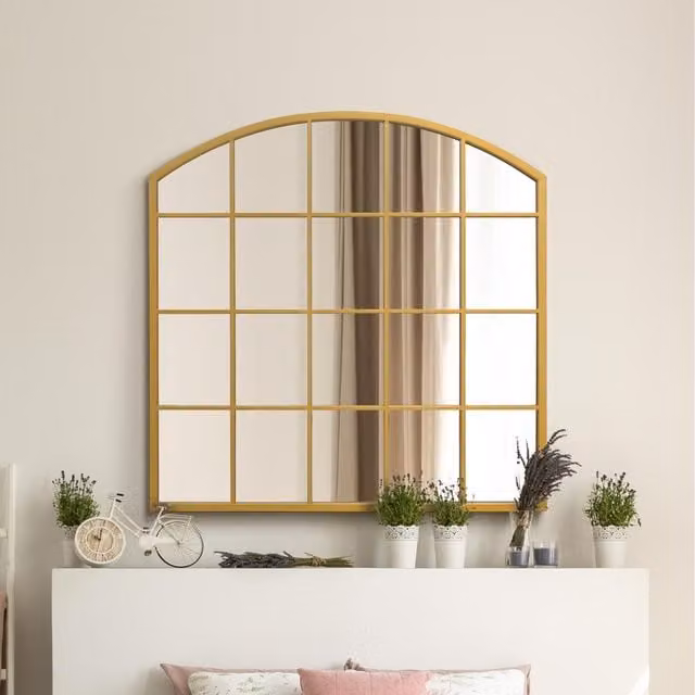 MirrorOutlet Arcus Modern Wall Mirror in Gold and Black