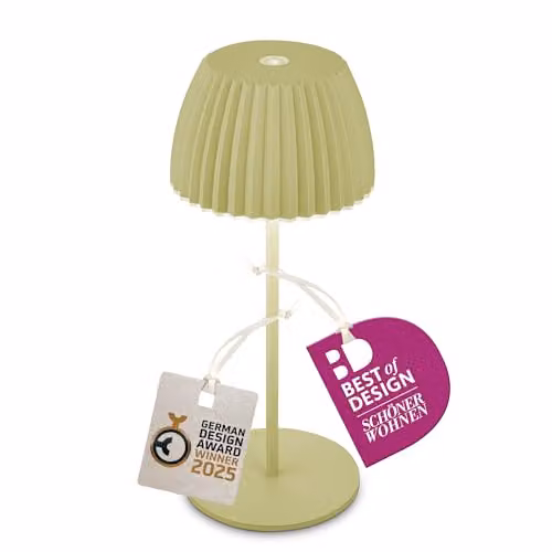 Briloner Riffle Mini Rechargeable LED Table Lamp, Green, W/D/H: 8.5 x 8.5 x 20 cm