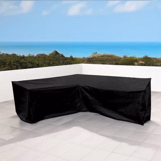Breeins Waterproof L-Shaped Corner Sofa Cover, Black, W/D/H: 270 x 270 x 80 cm