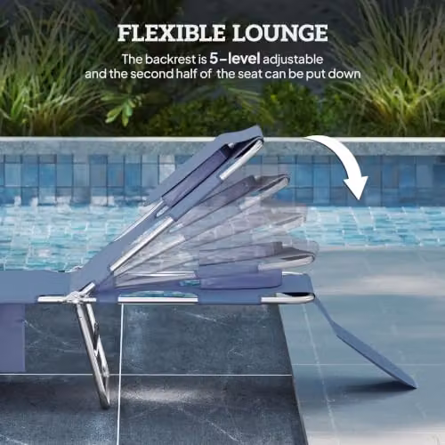 Outsunny Grey Foldable Sun Lounger with Adjustable Headrest and Textilene Fabric – 4