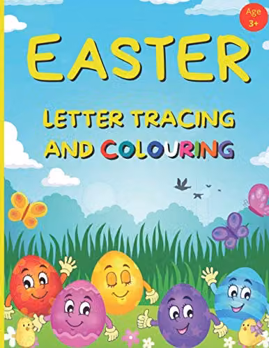 Majosta Easter Letter Tracing and Colouring Alphabet Writing Practice Book for Children, Multicolour