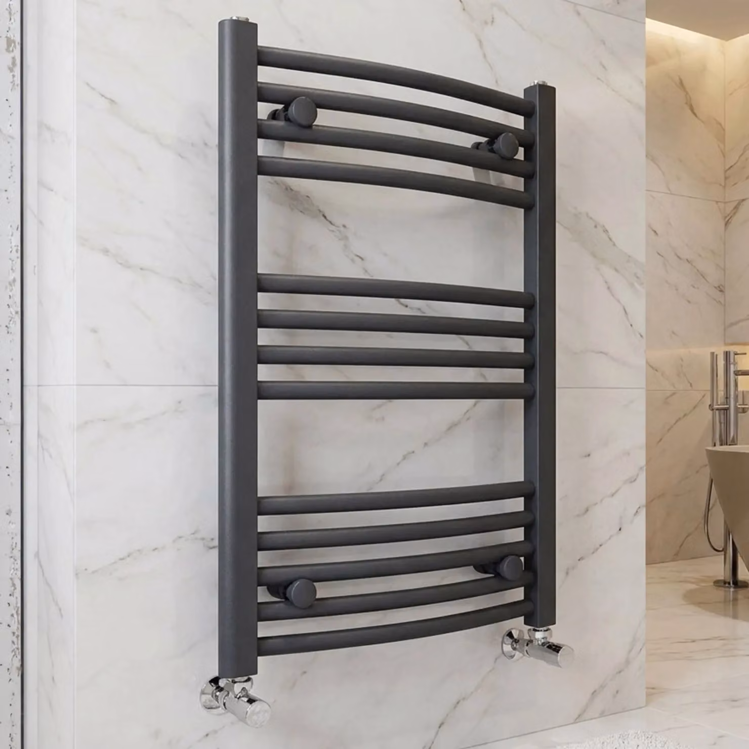 Balterley Anthracite Curved Vertical Towel Rail, W: 50 cm, H: 70 cm – 4