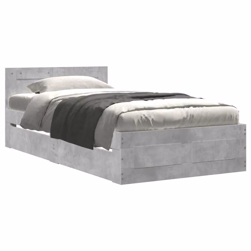 Berkfield Home Bed Frame with Headboard and Drawers in Concrete Grey, 90 x 200 cm – 2