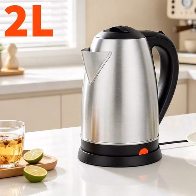 PAWNORA Cordless Electric Stainless Steel Kettle, 2L, 1500W, Silver
