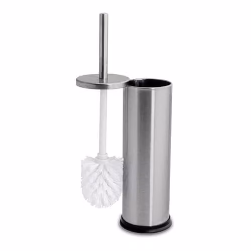 Harbour Housewares Stainless Steel Toilet Brush and Holder Set in Silver
