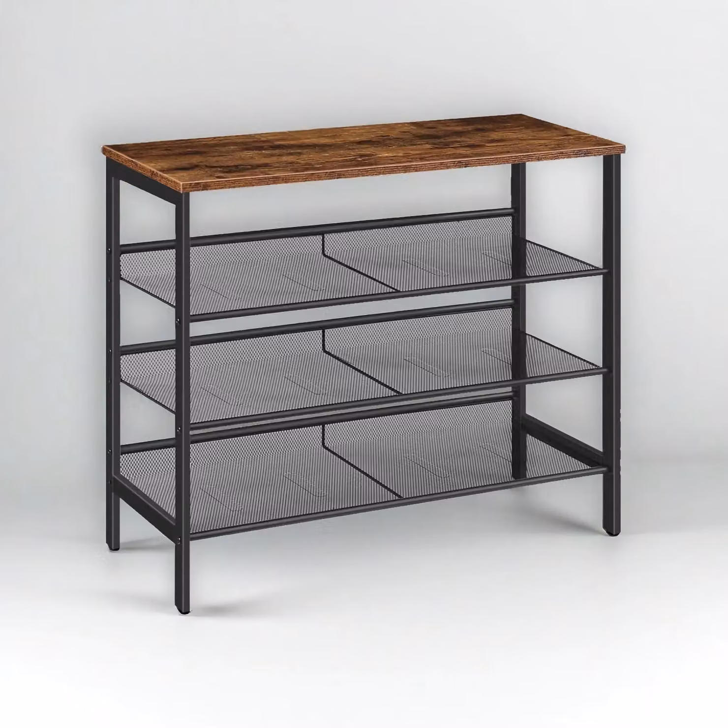 Rafaelo Mobilia 4-Tier Metal Shoe Rack with 3 Adjustable Shelves in Brown and Black – 2