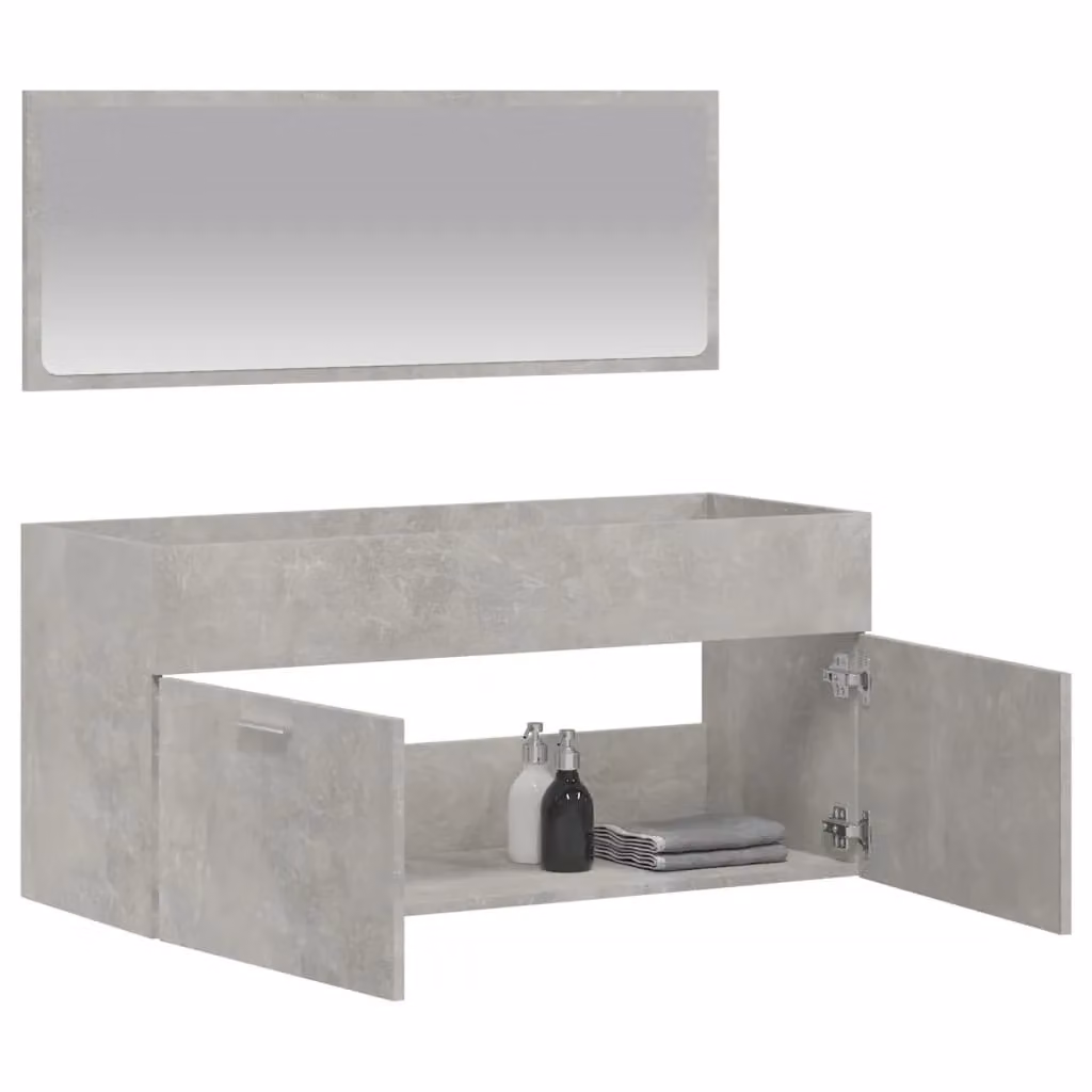 Berkfield Home Wall Mounted Bathroom Cabinet with Mirror in Matt Concrete Grey – 2