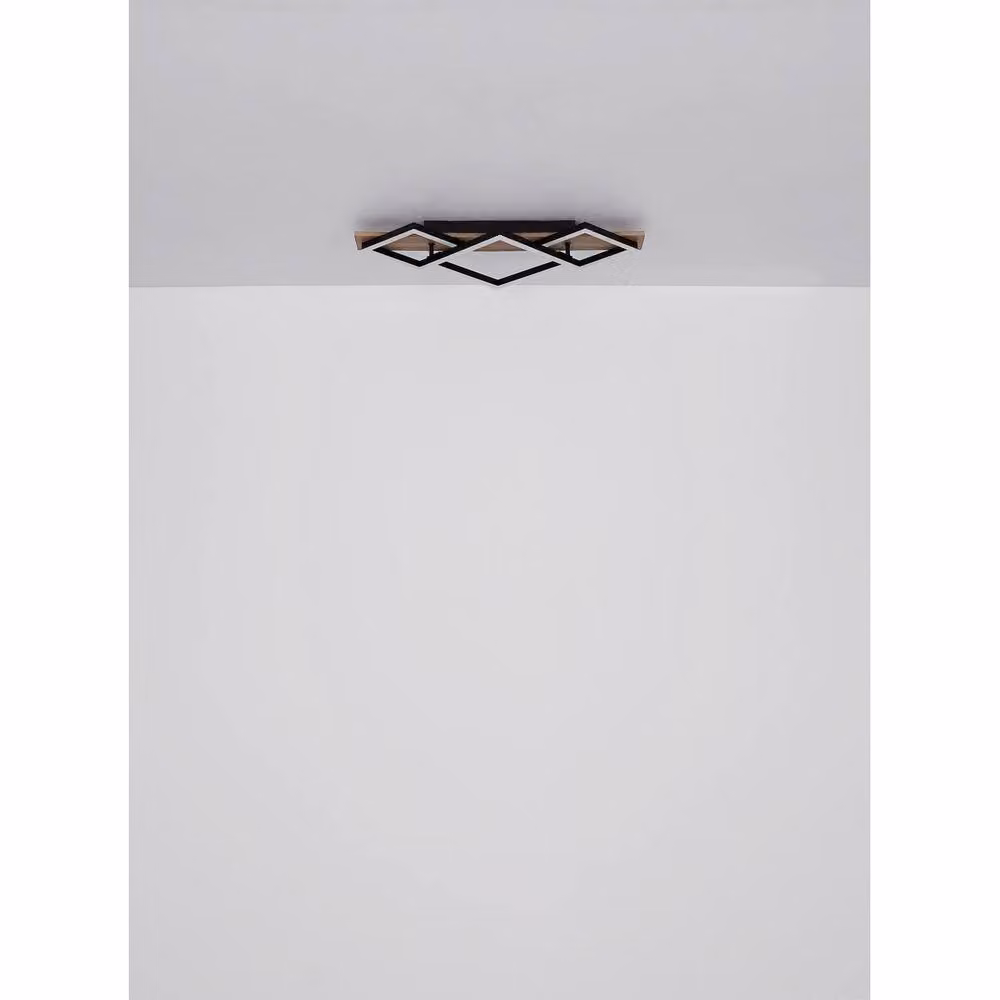 Netlighting Tyler Integrated LED Semi Flush Ceiling Light, Matt Black, Warm White 3000K – 2