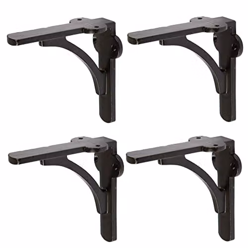 Hammer and Tongs Curved Iron Shelf Bracket in Matt Black, Pack of 4 – 1