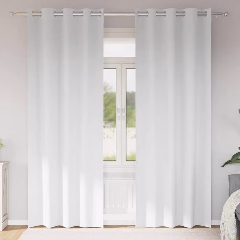 Berkfield Home Modern Eyelet Curtains, 2 Pack, White, Polyester, H 245 x W 140 cm