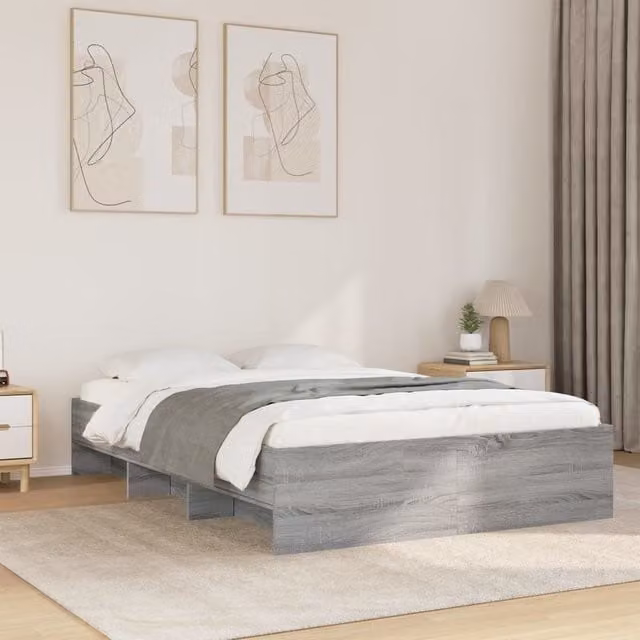 Berkfield Home Sonoma Bed Frame in Grey, Engineered Wood, W/D/H: 140 x 200 cm – 1