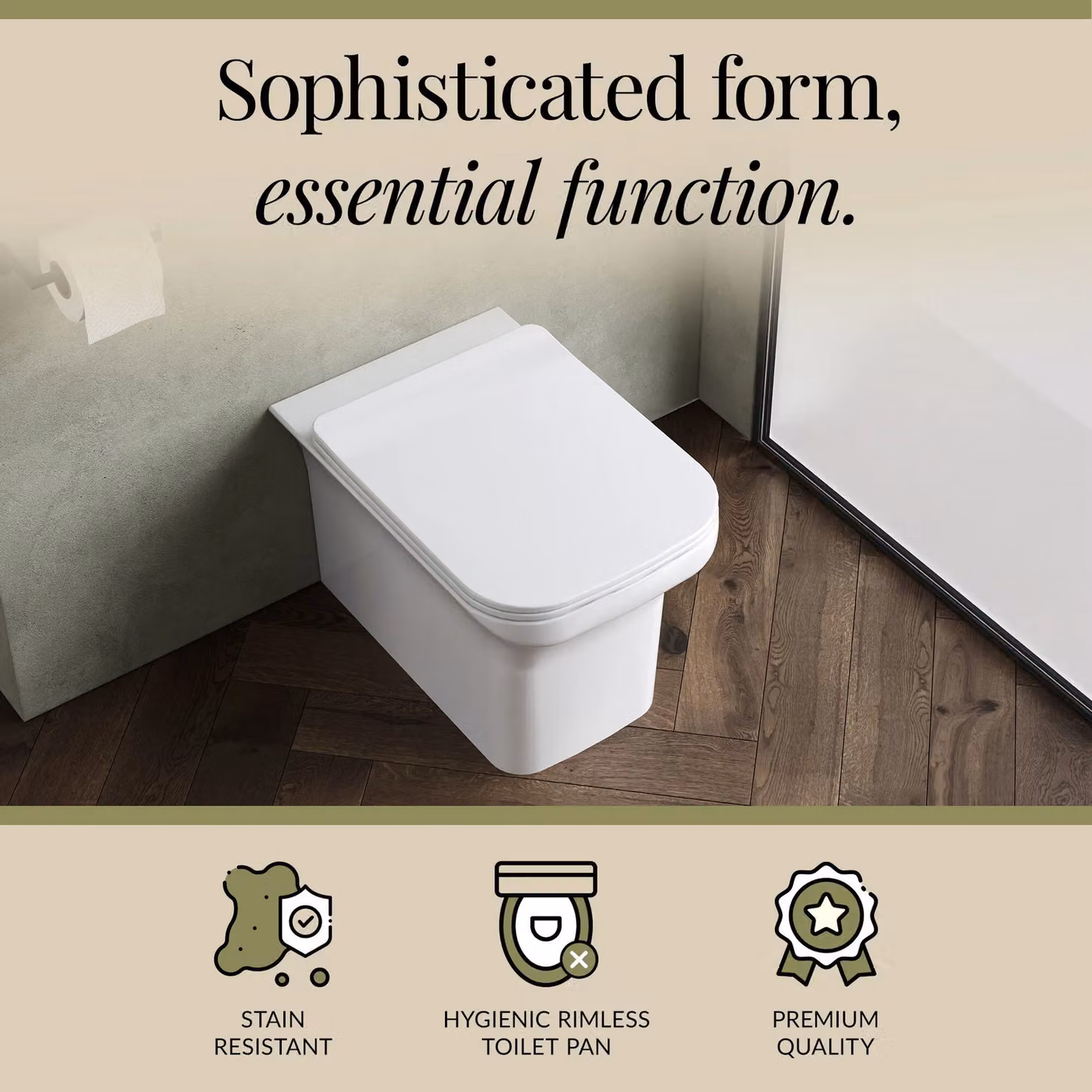 Balterley White Ceramic Square Back to Wall Rimless Toilet with Soft Close Sandwich Seat, H 55 cm x W 37 cm x D 47 cm – 2