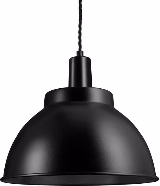 Industville Sleek Dome Pendant Light in Black with Brass Details – 1