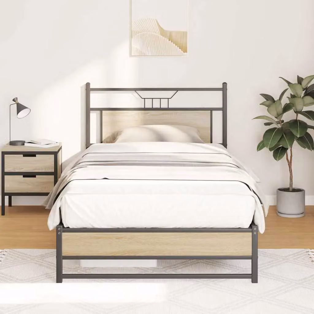 Berkfield Home Sonoma Oak Bed Frame with Drawers in Brown, W: 107 cm, L: 203 cm – 2