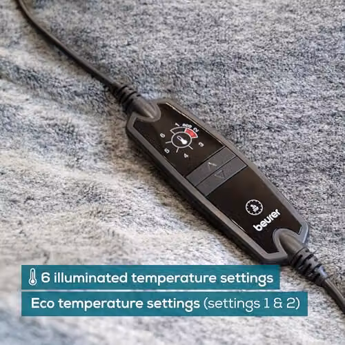 Beurer HD 75 Nordic Grey Electric Fleece Blanket with 6 Temperature Levels, W/D/H: 180 x 130 cm – 4