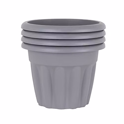 Wham Vista Round Plastic Garden Planters, Grey, 4 x Diameter: 33 cm, Height: 25 cm – 2