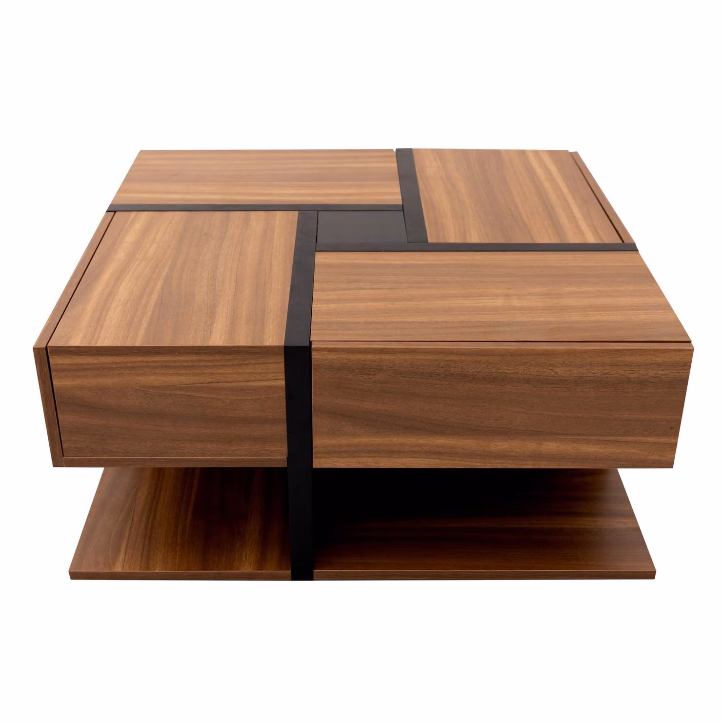 Aosom.UK Square Wooden Coffee Table with 4 Drawers and Bottom Storage, Natural Brown, W: 78 cm, D: 78 cm, H: 36 cm – 2