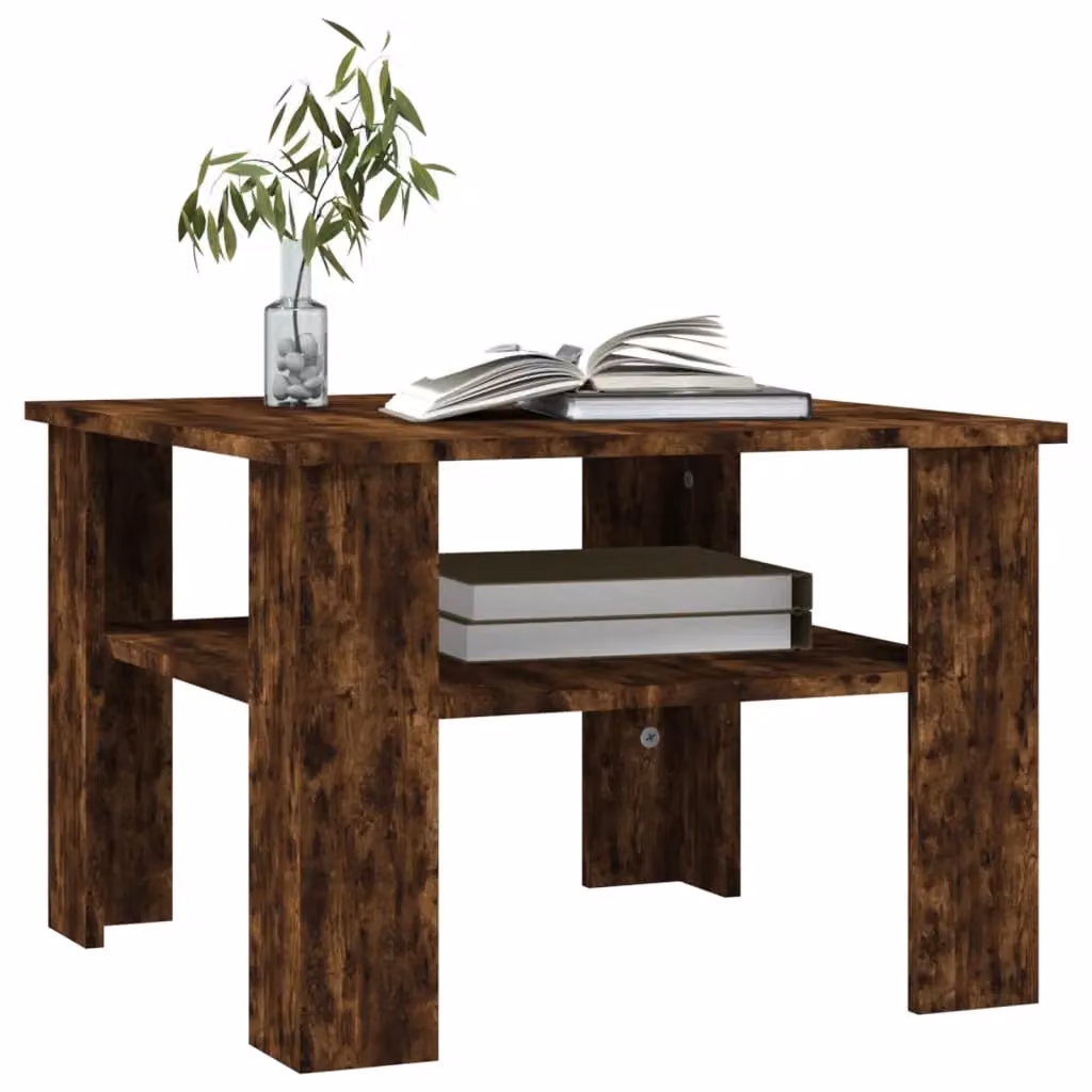 Berkfield Home Smoked Oak Coffee Table in Brown, W/D/H: 60 x 60 x 42 cm – 3