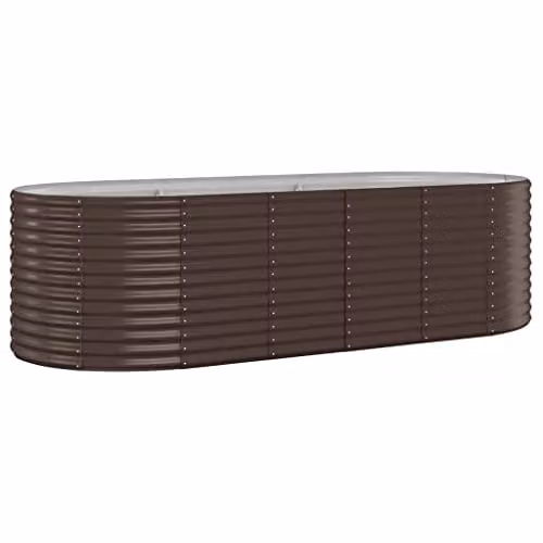 vidaXL Brown Galvanised Steel Garden Raised Bed W: 249 cm, D: 100 cm, H: 68 cm – 1