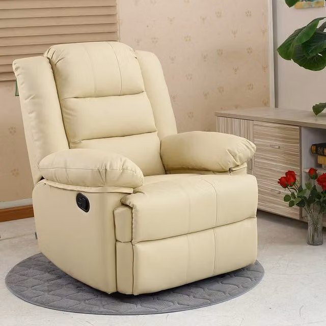 More4Homes Loxley Manual Recliner Armchair in Cream Bonded Leather