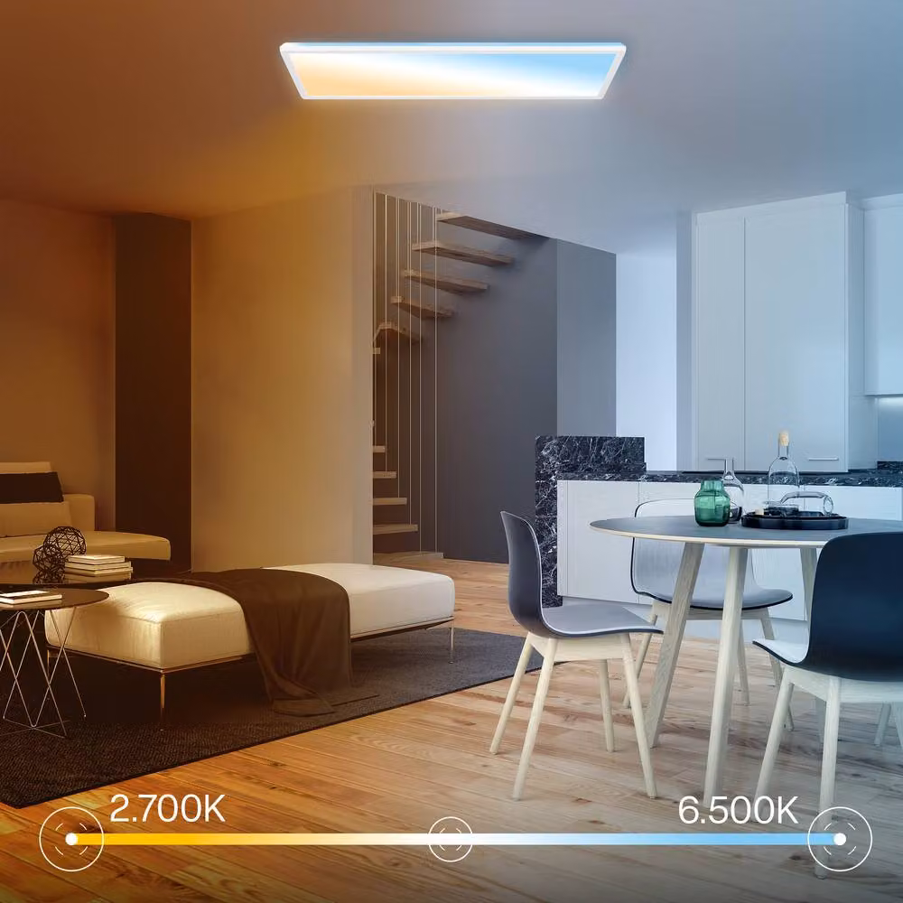 B.K.Licht White LED Slim Ceiling Panel with Remote Control, Dimmable CCT, IP44, W/D/H: 58 x 20 x 3 cm – 2