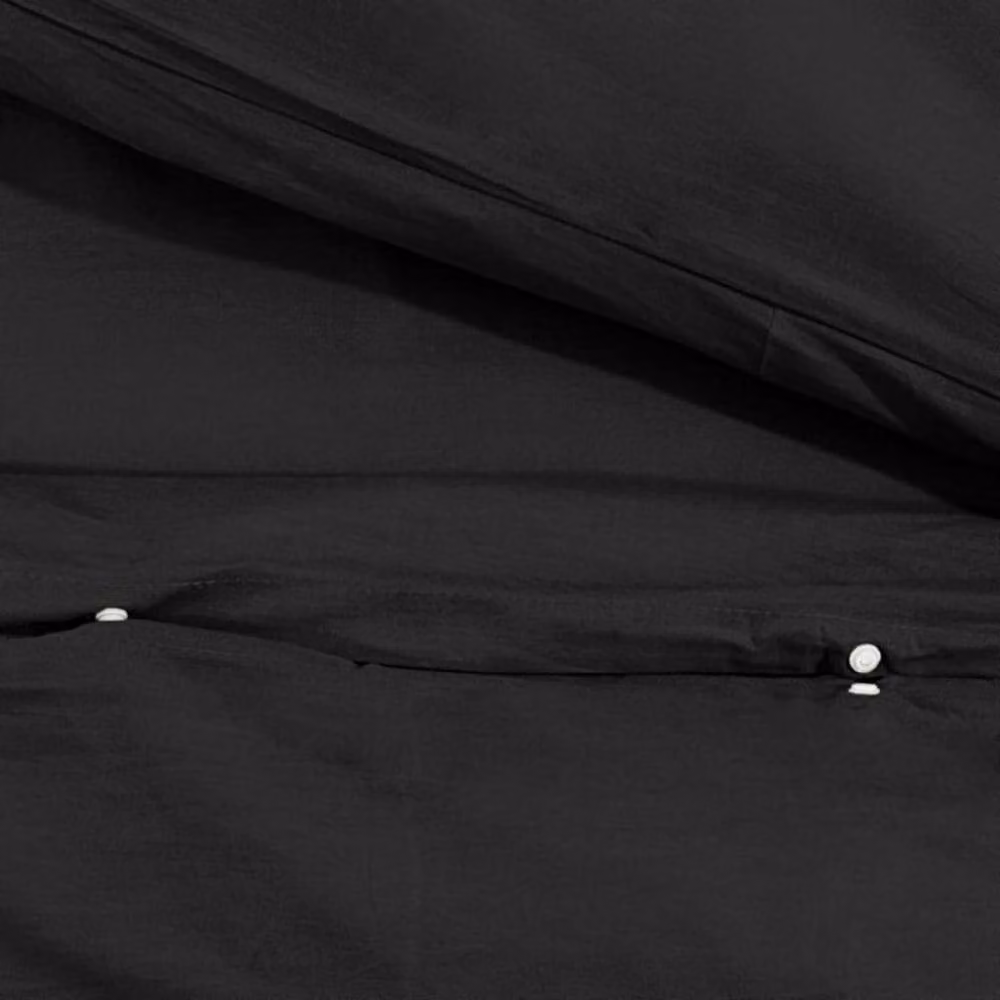 Berkfield Home Elegant Cotton Duvet Cover and Pillowcase Set in Black, W: 260 cm, H: 220 cm, Pillowcase: 50 x 75 cm – 5