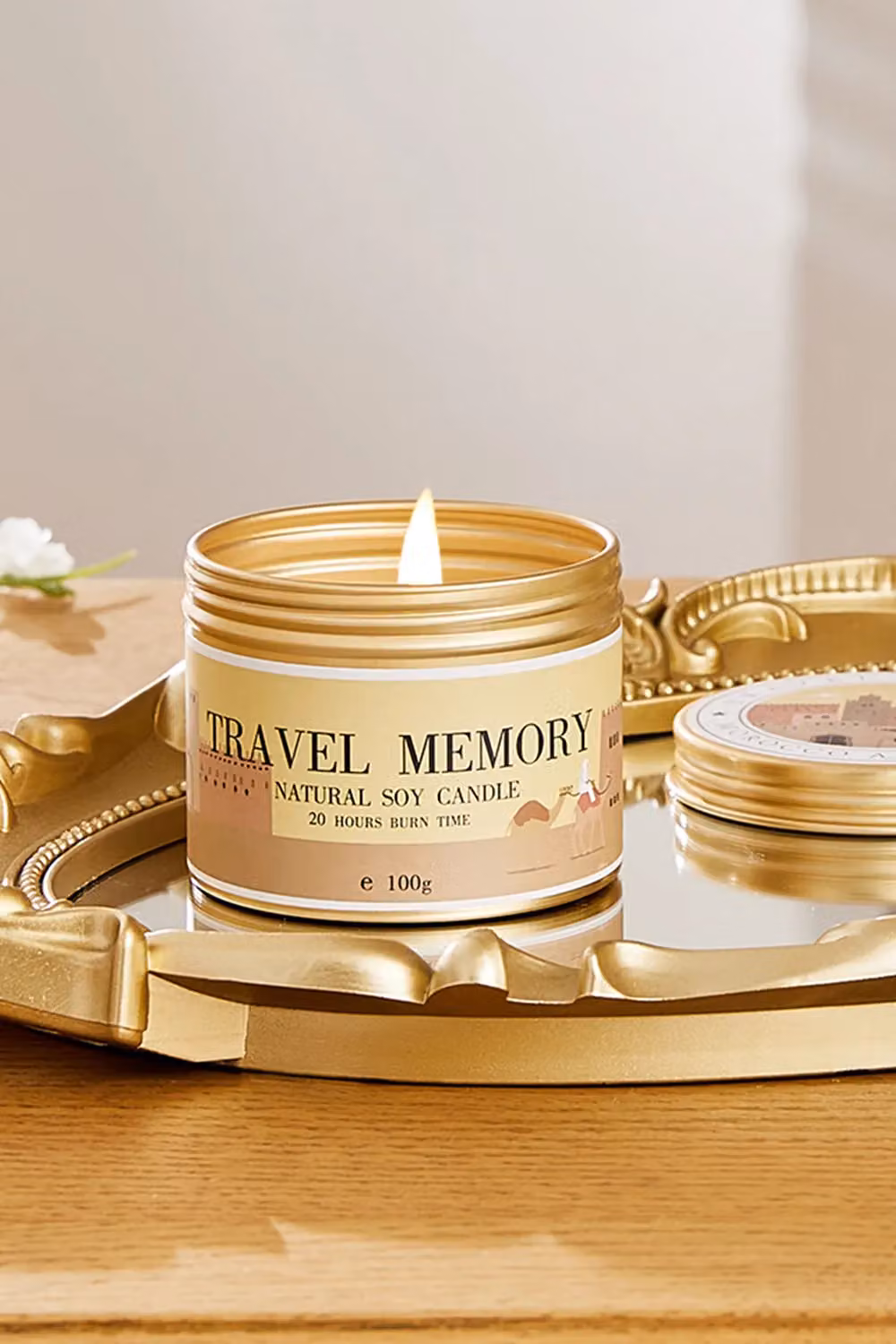 SHEONLY Baltic Amber Scented Soy Wax Candle in Gold Metal Tin – 2