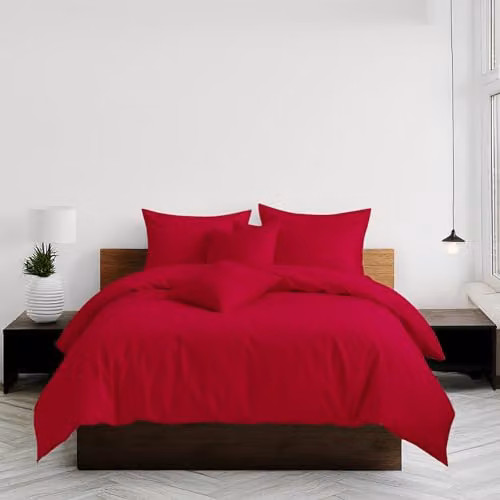 Home Sweet Home UK Plain Dyed Polycotton Duvet Cover and Pillowcase Set, Red, Super King, Duvet: 200 x 200 cm, Pillowcase: 48 x 74 cm – 3