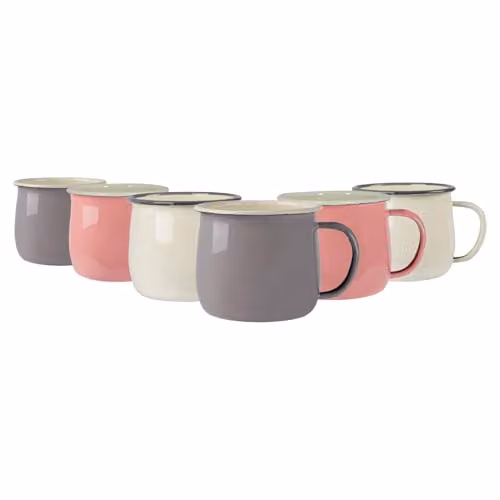 Argon Tableware Multicolour Enamel Belly Mugs, 375ml