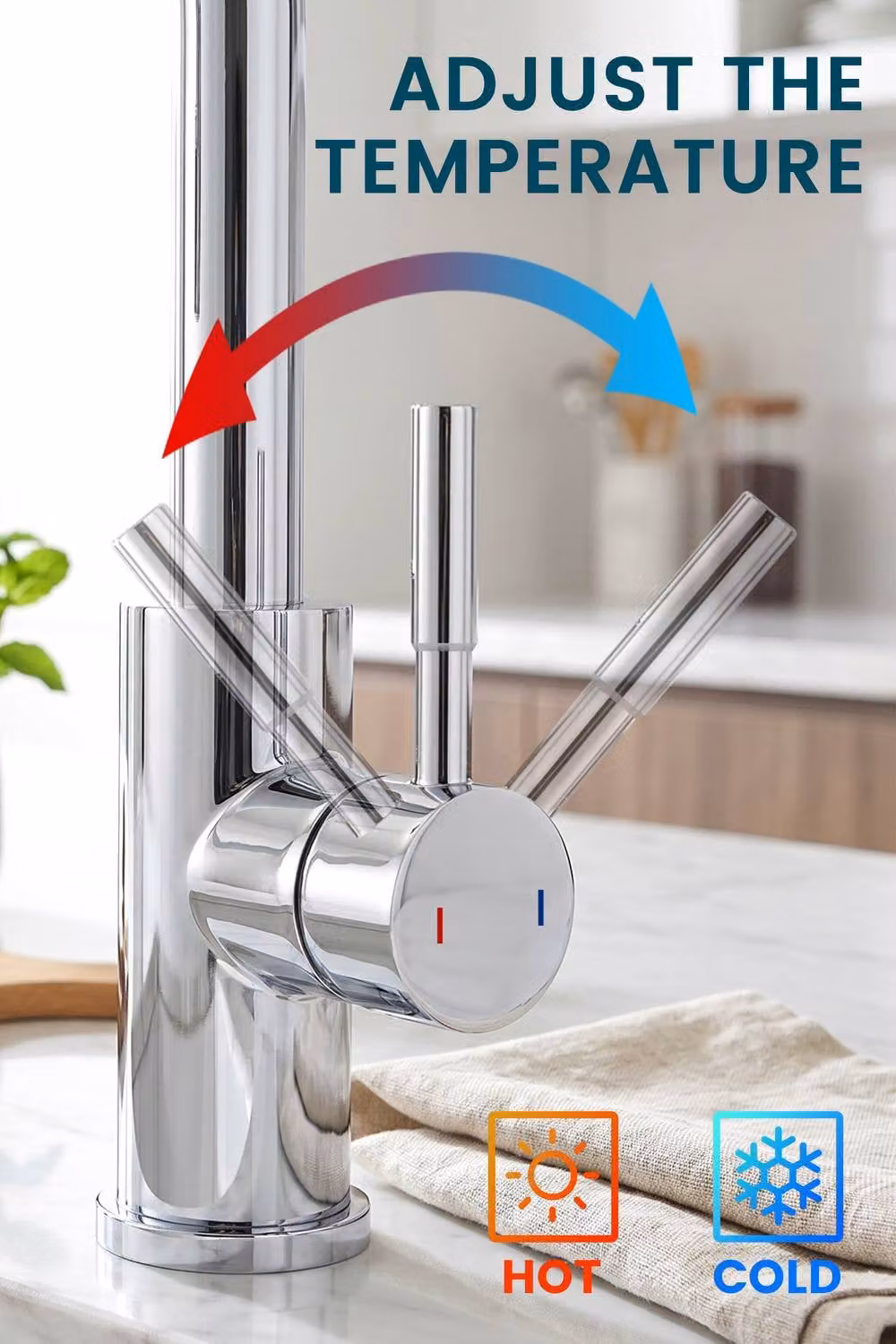 JANLEMNY Silver Kitchen Mixer Tap with Pull-Out Sprayer, 360 Degree Swivel Spout and Single Lever Control, W: 1000 mm, D: 400 mm – 5