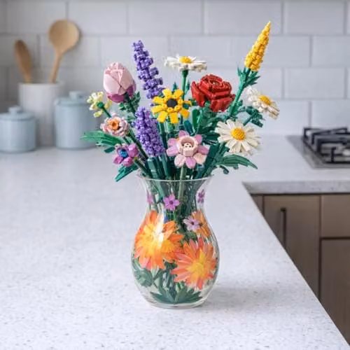 Lesser & Pavey Hand Painted Glass Lynsey Johnstone Dahlias Floral Vase, Multicolour, H 17.0 cm x W 11.0 cm x D 11.0 cm – 2
