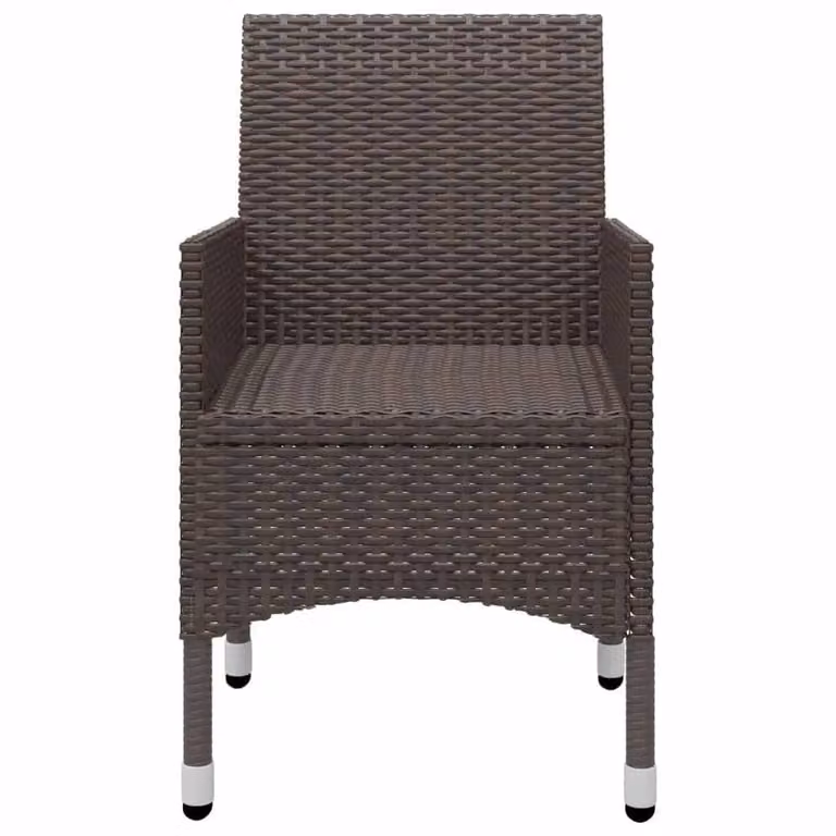 Berkfield Home 3 Piece Modern Acacia Wood and Steel Garden Dining Set with Brown Cushions