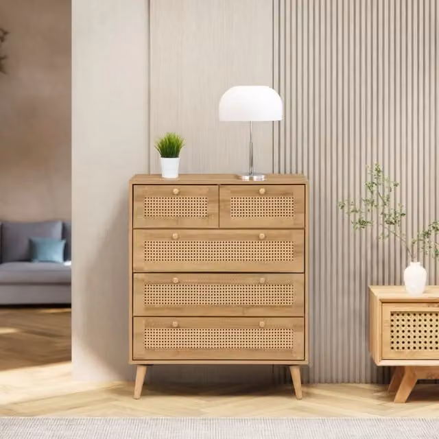 Swish Furniture Manila Rattan 2 and 3 Drawer Chest of Drawers in Oak Brown