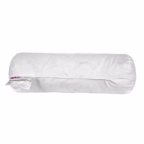 HOMESCAPES White Duck Feather and Down Bolster Cushion Pad, W/D/H: 40 x 15 x 15 cm