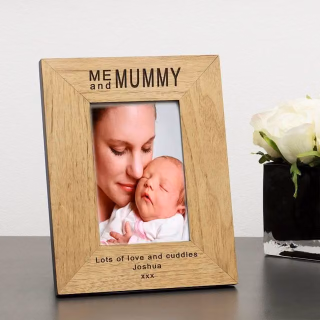 Uniqueful Personalised Me & Mummy Wood Picture Frame, Brown, 7 x 5 in