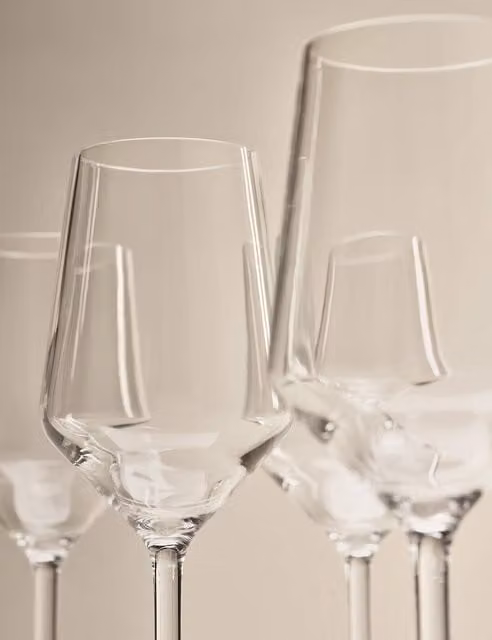 M&S Set of 4 Transparent Angular Picnic Wine Glasses