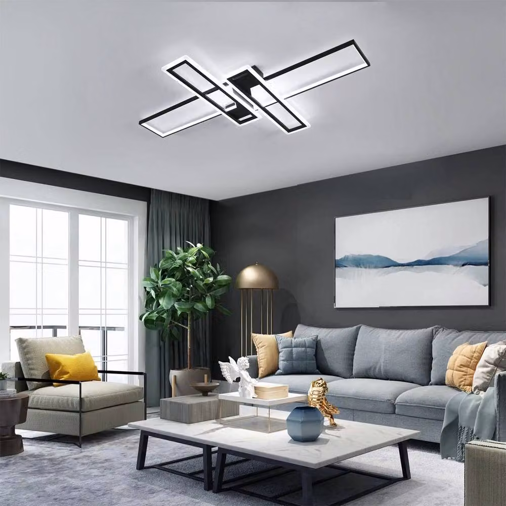 EONLION 65W Modern LED Ceiling Light, 6500K Cool White, Black with White, W: 120 cm – 2