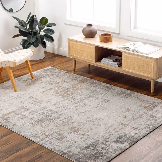 Livabliss Roma Abstract Modern Marble Rug in Grey, Blue and Brown, W: 160 cm, D: 215 cm – 1