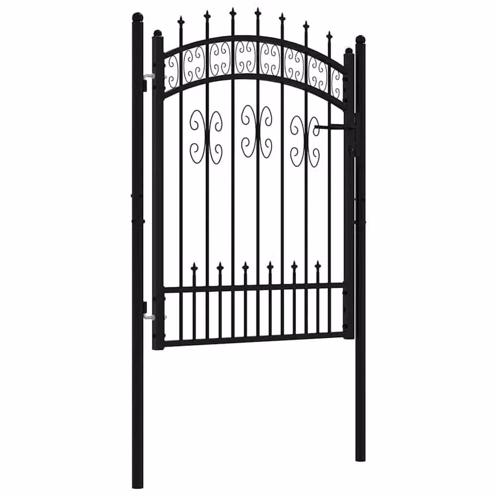 Berkfield Home Spear Top Steel Fence Gate, Black, W: 103 cm, H: 175 cm – 3