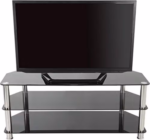 AVF Black Minimalist Corner Glass and Metal TV Stand, W: 125 cm, D: 40 cm, H: 35 cm – 6