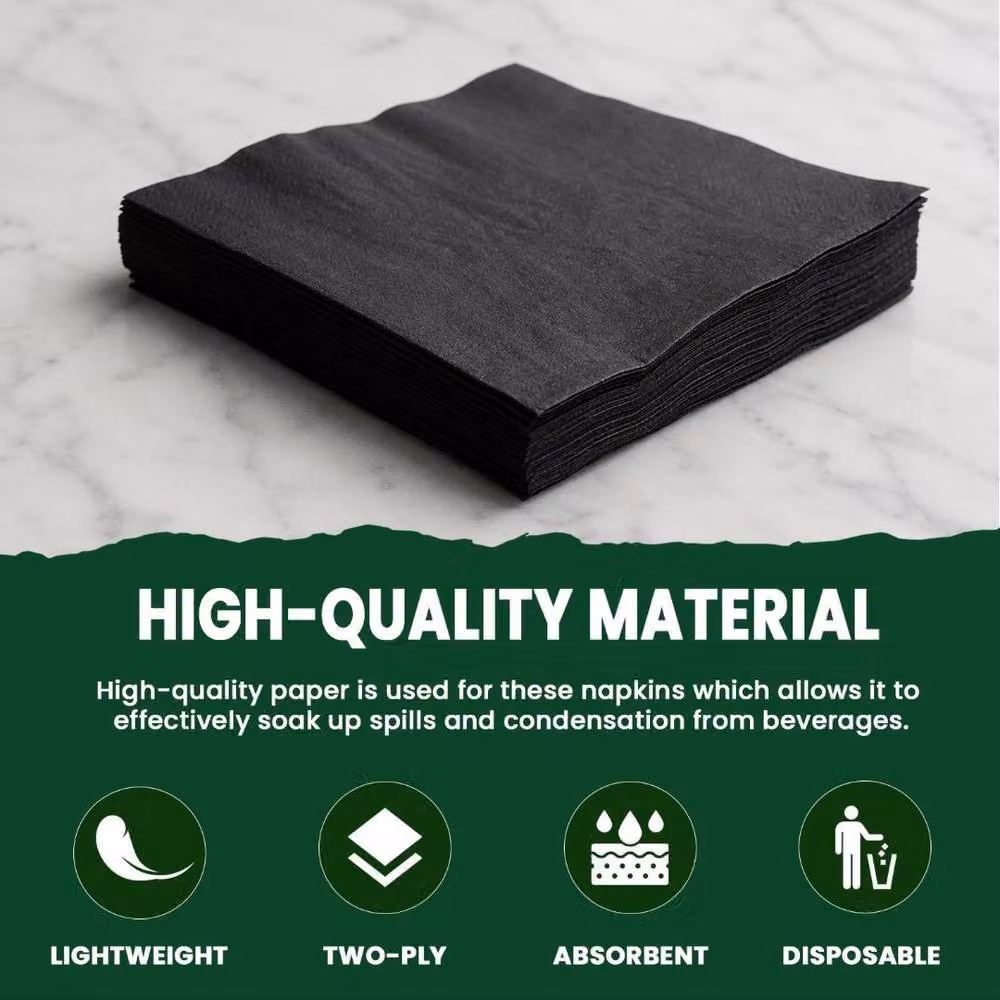 ECONX Black 2-Ply 4-Fold Paper Napkins, 2000 Pack – 4