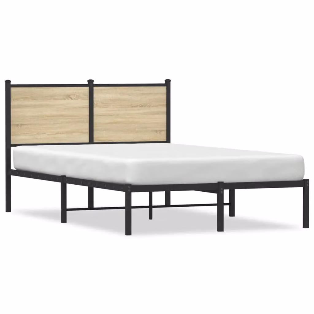 Berkfield Home Metal Bed Frame in Sonoma Oak Brown, W/D/H: 120 x 200 cm – 2